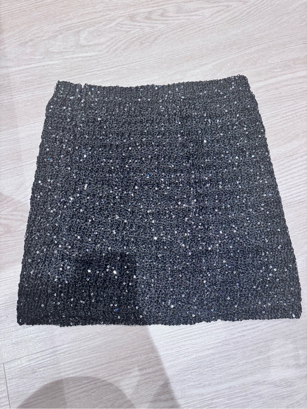 Pull&Bear Black Sequin Knit Mini Skirt